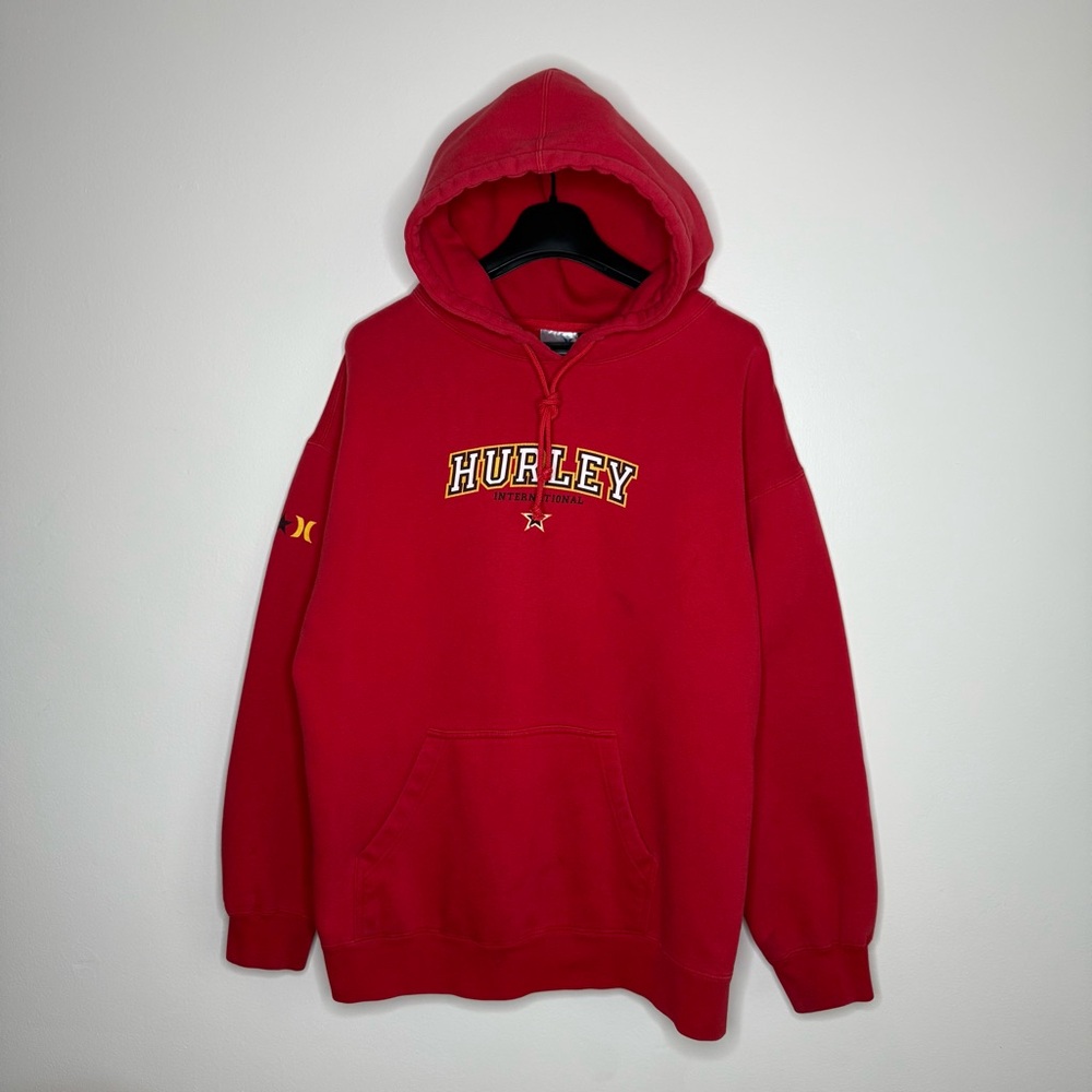 Vintage 00s Hurley International Hoodie Red Logo Star Size XL